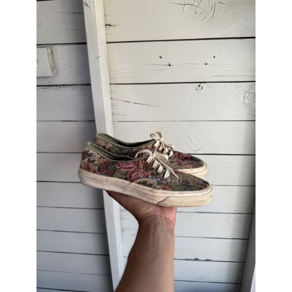 Vintage Vans Authentic Floral Tapestry Sneakers Low Top Woven Rose Shoes